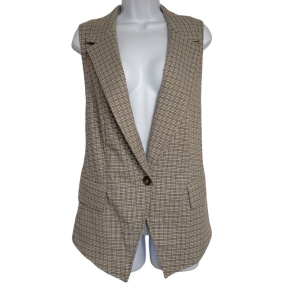 Free People Amber Belted Vest Women's XL Neutral Combo Academia Preppy NEW - Picture 2 of 7